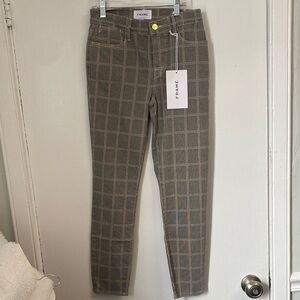 Frame Denim Women's Gray Plaid Straight Leg Pants